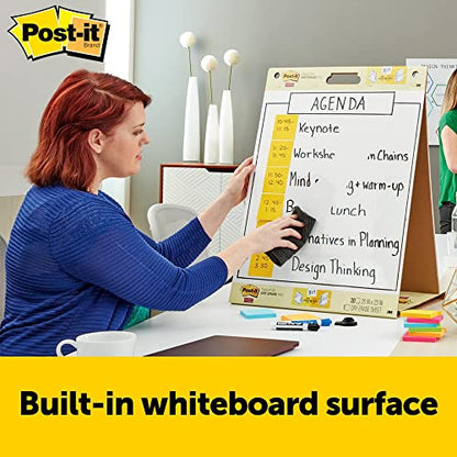 Post-it Super Sticky Portable Tabletop Easel Pad w/ Dry Erase Panel, Great for Virtual Teachers and Students, 20x23 Inches, 20 Sheets/Pad, 1 Pad, Built-in Stand (563DE)