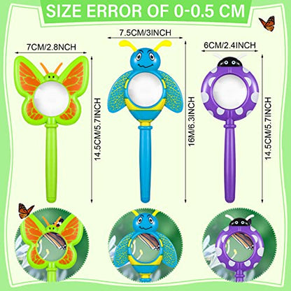 Oudain 3 Piece Flower Magnifying Glasses, Insect Butterfly Theme Handheld