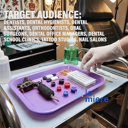 LA MIERE Pastel Lilac Dental Plastic Trays Autoclavable Procedure Flat Trays for Instrument, 13.25" X 9.75", Size F, Pastel Lilac - color: Pastel Lilac