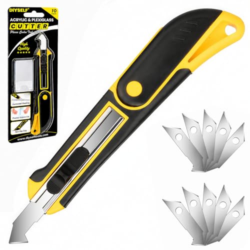 DIYSELF Professional Plexiglass Cutter, Acrylic Cutter with 10 SK5 Blades