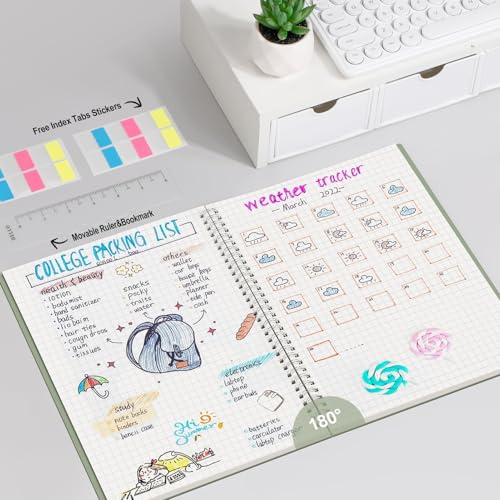 AHGXG Spiral Graph Paper Notebook, 110 Pages, A4 (8.5" x 11") - color: Sage Green, style: A4-Graph