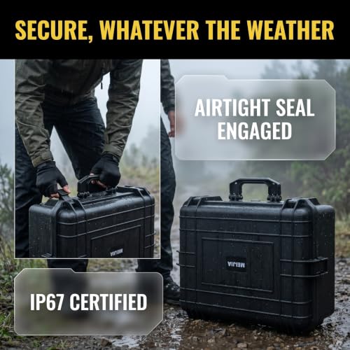 MEIJIA Portable Waterproof Protective Hard Case, Camera Case with Customizable Fit Foam Inserted,Fit Use of Drones,Camera,Equipments, Elegant Black (22.4"X16.73"X8.46") - size: 22.4" x 16.73" x 8.46"