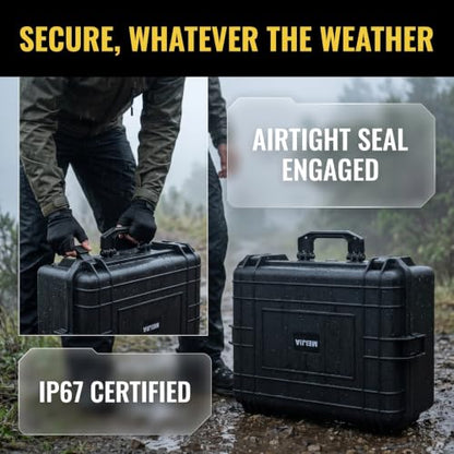 MEIJIA Portable Waterproof Protective Hard Case, Camera Case with Customizable Fit Foam Inserted,Fit Use of Drones,Camera,Equipments, Elegant Black (22.4"X16.73"X8.46") - size: 22.4" x 16.73" x 8.46"