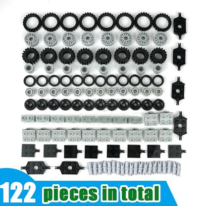 122PCS Wheels Axles Building Set Tires Bulk Bricks Car Parts Accessories - color: Gray1
