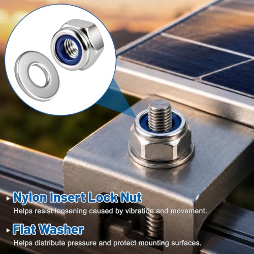 M10-1.5 Lock Nut 80Pcs Stainless Steel Nylock Locking Nuts with Washer - size: locknuts-M10 80pcs