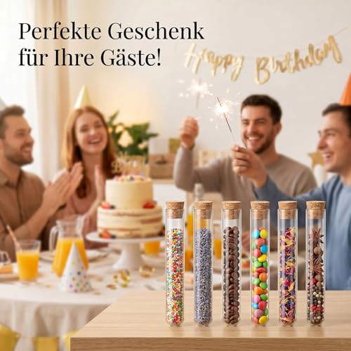 15 Pcs Clear Plastic Test Tubes with Cork Stoppers, 16 x 150mm 15ml