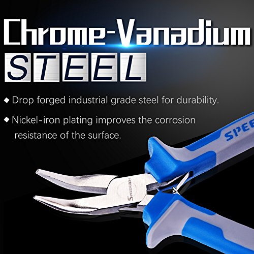 SPEEDWOX 5 Inches Bent Long Nose Pliers Mini Curved Needle Nose Pliers for jewelry Making 45 Degrees Bent Chain Nose Fine Pliers Functional Micro Professional Tool with Spring Chrome Vanadium Steel - style: 5" Bent Nose Plier