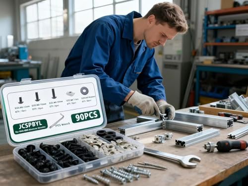 80 pcs M8 T Nut Screws Kit for 4040 4080 Aluminum Extrusion, 26 pcs Black M8x12/16/20mm Hexagon Socket Carbon Steel Screws and 26 pcs M8 Drop in T-Nuts, 28 Washers with Hex Wrench - style: 80pcs 40 Series Screws Kit Black