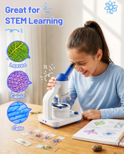 TOMLOV DM301K Microscope for Kids, 640X Educational Science Kit, STEM Toy - color: White