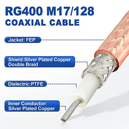 Eightwood N Male to N Male Jumper Low Loss RG400 Cable 12 inch - color: male-male 12 inch