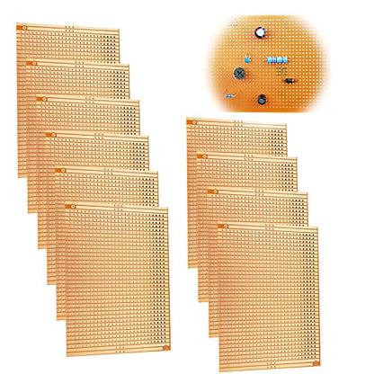 YUNGUI 10 Pieces 73mm x 100mm Circuit Board Copper Strip Board,957 Holes PCB Board Prototype perfboard Kits for Soldering and DIY Electronic Project with Arduino Kits