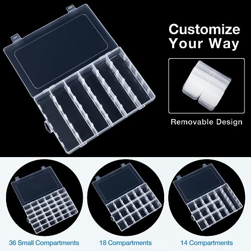 36 Grids Clear Plastic Organizer Box with Adjustable Dividers for Beads - color: Clear-36 Grids