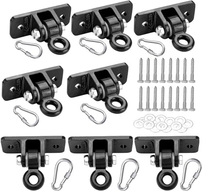BETOOLL Heavy Duty Swing Hangers Swing Set Hardware Playground Porch Yoga Seat Trapeze Wooden Sets Indoor Outdoor Set of 8 - color: Black 8pcs