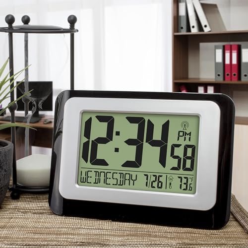 La Crosse Technology W88631 Digital Atomic Black Wall Clock with Temperature,(Pack of 2) - color: Black, size: 6.25 x 5.25 x 2.50 (Pack of 2)