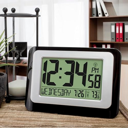 La Crosse Technology W88631 Digital Atomic Black Wall Clock with Temperature,(Pack of 2) - color: Black, size: 6.25 x 5.25 x 2.50 (Pack of 2)