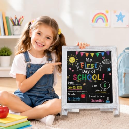 LotFancy 15"x12" Magnetic Chalk Board Sign, Small Tabletop Chalkboard White - color: Whitewash, size: 12"W x 15"H