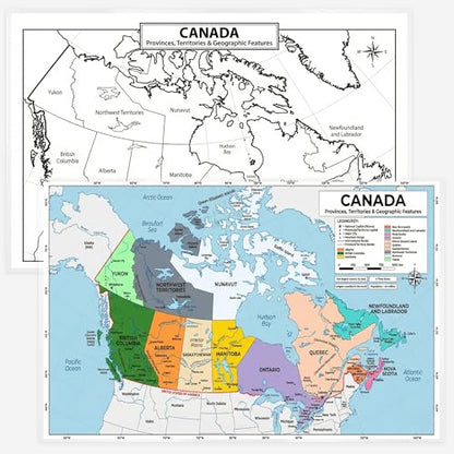 World Geography Map Set – 9-Pack Laminated 11x17 Dry Erase Study Maps | Double-Sided Classroom Learning Tools with Color Maps Front & Blank Outline Backs | Reusable Homeschool Practice, Test Prep & Memorization Aid - color: 9-Pack Bundle