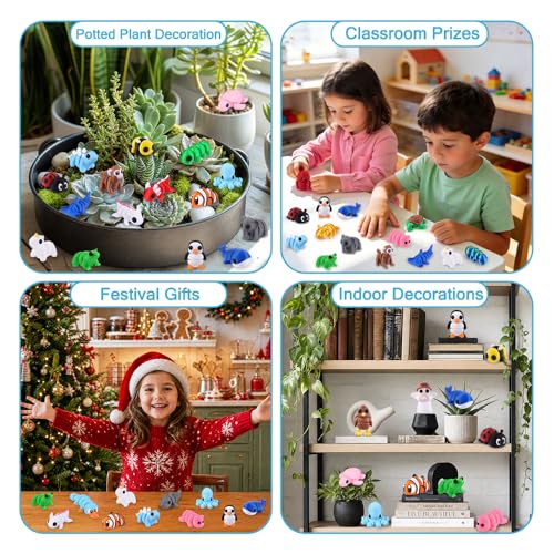 JOICEE 108Pcs Mini 3D Printed Animals Articulated Flexible Fidget Toys - color: Blue
