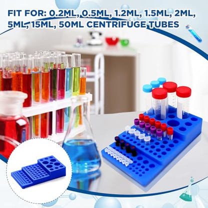 2 Pcs Multifunctional Tube 92Well Rack Trapezoidal Vial Holder for 0.2-50ml