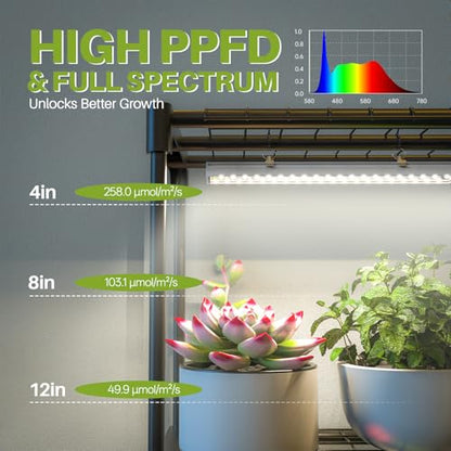 5-Tier Indoor Plant Shelf with Grow Lights, 11.8x15.7x59 - size: plant shelf with light -11.8×15.7×59inch