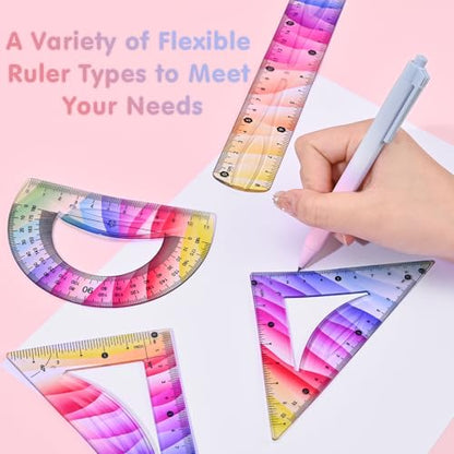 4 Pcs Flexible Rulers Set, Geometry Kit, Bendable Rulers (8 Inch)