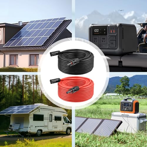 10 AWG Solar Extension Cable 3FT Black + 3FT Red, 10 Gauge Solar Panel Wire Male to Female Tinned Copper Wire for Solar Panel, Automotive, RV, Boat, Outdoors - size: 10AWG 3FT