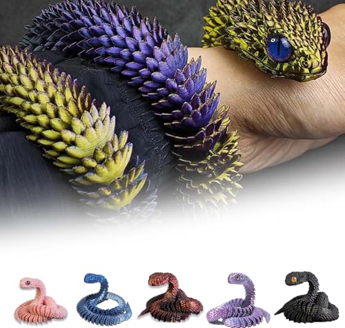 3D Printed Animals Set 3D Printed Snake Toys 3D Printed Articulated Flexible Fidget Toy 3D Printed Animals Exquisite Cute Pet Toy Children/Adults Fidget Toys (Pink, 11.8) - color: Pink, size: 11.8