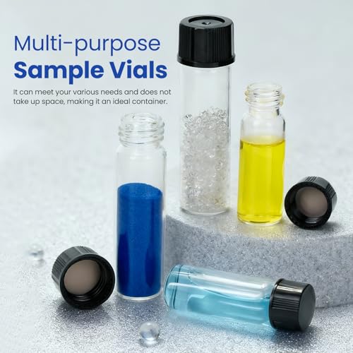 144PCS 2 Dram Clear Borosilicate Glass Liquid Sample Vials with Screw Caps - size: 2 dram