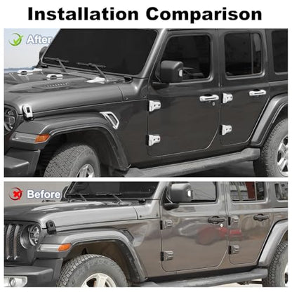JWWY Complete Exterior Cover Trim Kit for 2018–2026 Jeep Wrangler JL JLU, Full Coverage Door Handle Hood Hinge Hood Latch Side Air Vent Rear Tailgate Window Hinge Covers, 43PCS White - color: White