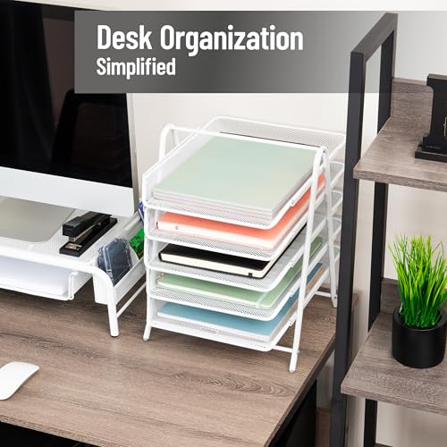 Mind Reader 5-Tier Paper Tray Organizer, White - color: White, size: 11.8" x 14" x 15"