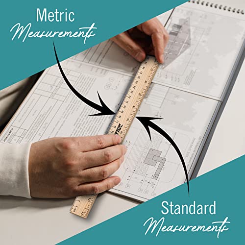 EXTRIC Rulers 12 Inch Bulk for Classroom 25 PK Wooden Ruler for Kids