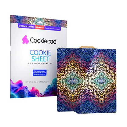 Cookiecad Cookie Sheet - Holographic 3D Printer Build Plate - Double Sided Reflective 3D Printer Bed, Flexible Spring Steel 3D Printer Platform (Chromatic Circles, 235x235) - size: 235x235, style: Chromatic Circles