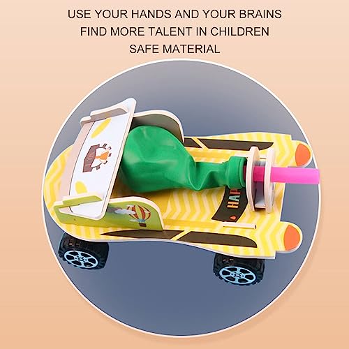 Aerodynamic Balloon Car Assemble Wooden Toy (Balloon car)