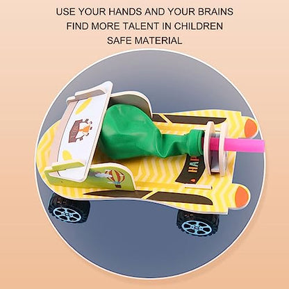 Aerodynamic Balloon Car Assemble Wooden Toy (Balloon car)
