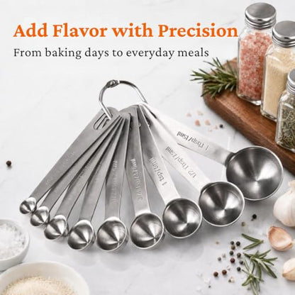 14PCS Measuring Spoons Set, 1 tbsp, 1/2 tbsp, and 1-1/16tsp Stainless Steel Measuring Spoons for Cooking Baking Spice Jars and Liquid Ingredients - size: 14 Pcs