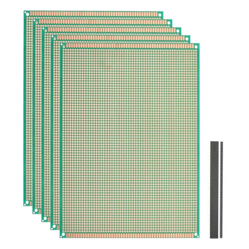 5Pcs 20x15cm PCB Prototype Board w 40-Pin Headers, Green - size: 20x15cm(2.54mm Pitch/1.5mm T)