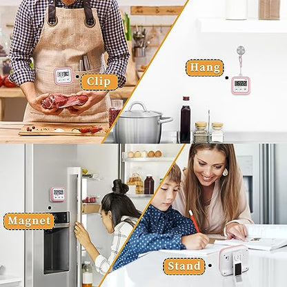 Timer, Kitchen Timers for Cooking Classroom Timer for Kids Teachers Magnetic Digital Timers 2 Pack, Pink - color: Pink
