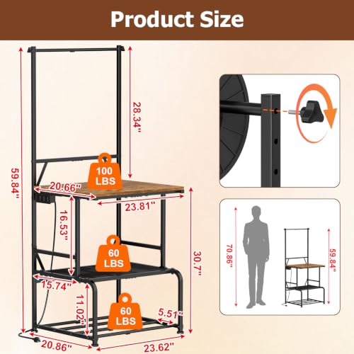 3D Printer Stand with Filament Storage, Large 3D Printer Table Filament Organizer with Spool Holder, Heavy Duty Printer Rack Workstation for 2 Printers, Filament Spools and Tools