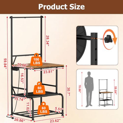 3D Printer Stand with Filament Storage, Large 3D Printer Table Filament Organizer with Spool Holder, Heavy Duty Printer Rack Workstation for 2 Printers, Filament Spools and Tools