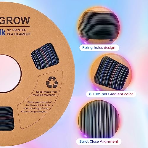 Comgrow Rainbow Colors Silk PLA 3D Printer Filament, PLA Filament 1.75mm, Dimensional Accuracy +/- 0.02 mm, 1KG Spool, Coextrusion 3D Filament with Shiny Silk Rainbow Universe - color: Rainbow Universe