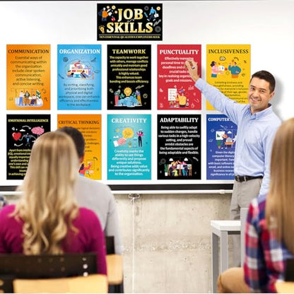 Outus 11 Pcs Job Skills Posters High School Classroom Decorations, Elegant - style: Elegant