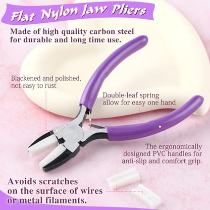 SPEEDWOX 5.5" Nylon Jaw Pliers Flat Nose, 2 Replacement Tips for Jewelry - style: Flat Nylon Jaw Pliers