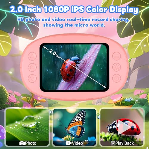 1000X Handheld Digital Microscope for Kids, STEM Educational Toys - color: Pink