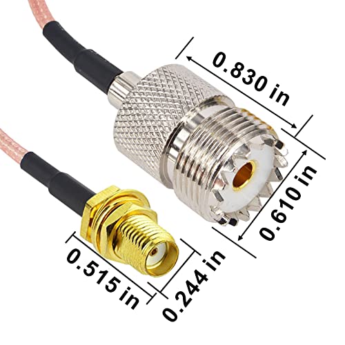 6inch/15cm SMA to UHF RF Coaxial Cable SMA Female to UHF SO239 Female RG316 Pigtail Jumper Cable for CB Ham Radio Two Way Radio Walkie Talkie Kenwood Baofeng BF-F8HP UV-5RA 2PCS - size: SMA Female to UHF Female RG316 5.9inch