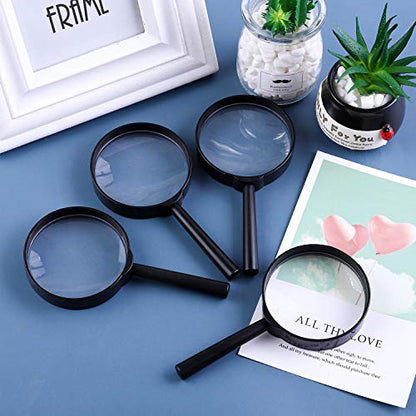 ADXCO 24 Pack Handheld Magnifier Plastic Magnifying Glass Portable Reading Magnifiers Plastic Magnifying Glasses with Storage Bag for Reading Jewelry Home Office Desk Accessories, Book, Magazine