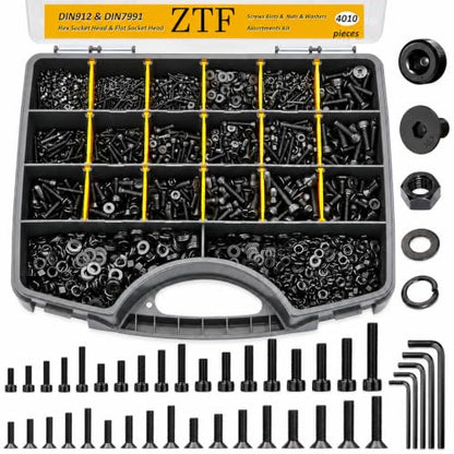 ZTF 4005pcs Metric Screw Assortment, M2 M3 M4 M5 Assorted Screws - size: Flat+Cap Head 4005Pcs
