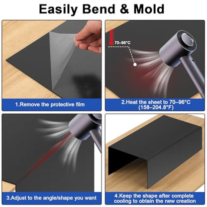 4Pack Black ABS Plastic Sheet 10" x 14" x 1/8" Thick Black Rigid Thermoplastic Sheet (Upgrade Surface) 3MM Flexible High Tensile ABS Moldable Plastic Panel for Crafts, DIY, Signs - color: Black, size: 10" x 14" x 1/8"