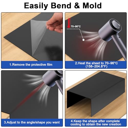 4Pack Black ABS Plastic Sheet 14" x 18" x 1/8" Thick Black Rigid Thermoplastic Sheet (Upgrade Surface) 3MM Flexible High Tensile ABS Moldable Plastic Panel for Crafts, DIY, Signs - color: Black, size: 14" x 18" x 1/8"