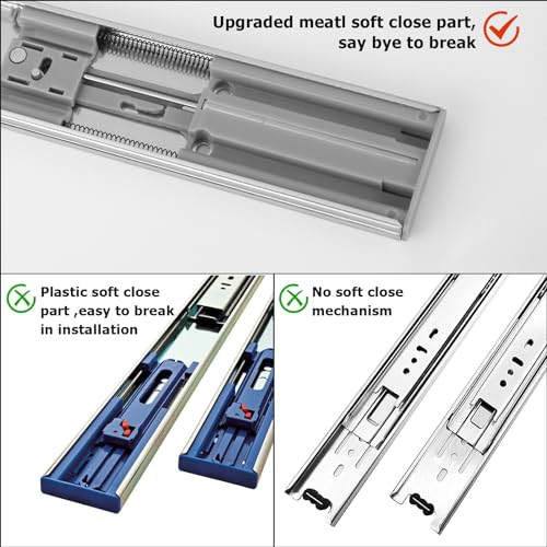 LONTAN 6 Pairs 16 Inch Soft Close Drawer Slides Heavy Duty 100lb Capacity - size: 16 Inch