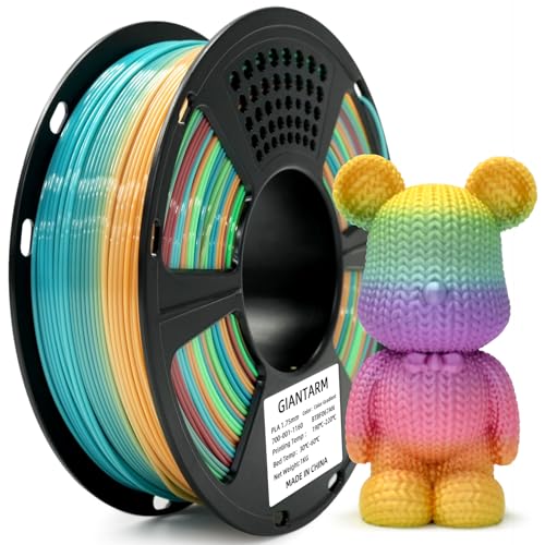 GIANTARM 3D Printer Filament,1.75mm Rainbow PLA Filament,Color Changing Filament 1kg Spool (2.2lbs),Muticolor Filament with Vacuum Packaging - color: Rainbow, size: 1kg